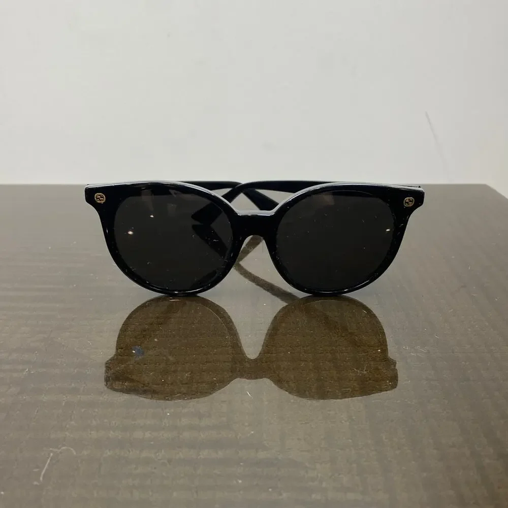 Gucci GG0091SA 001 Full Rim Round Black Sunglasses